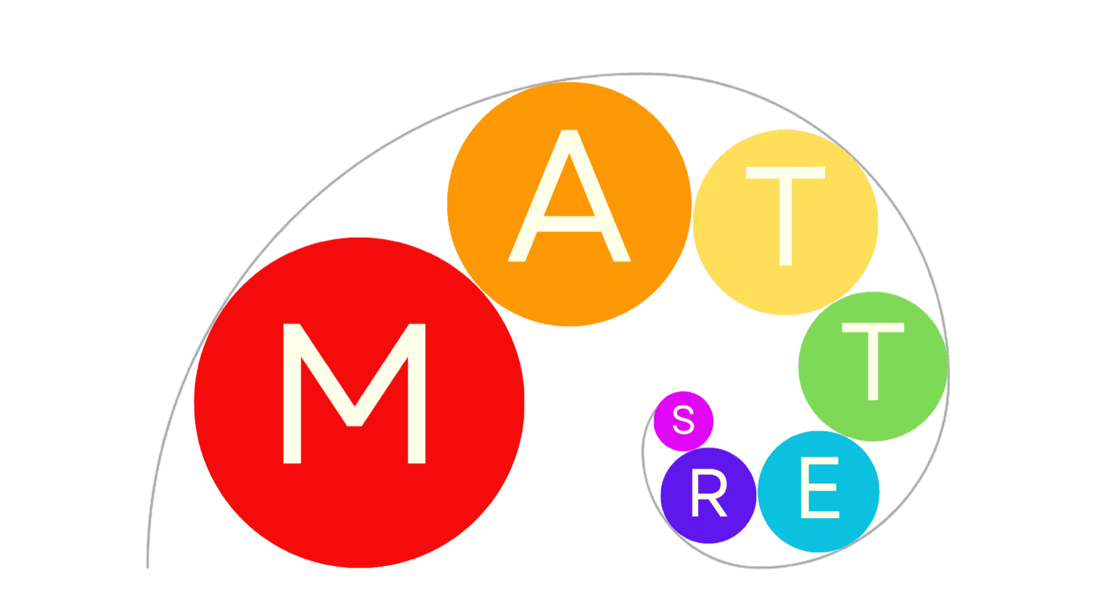 The M.A.T.T.E.R.S. letters in colourful dots inside a circle